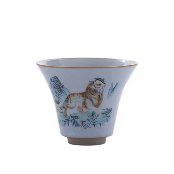 Ceașcă ceramică de ceai pictată manual pentru maturarea Pu'er, mare, stil Gongfu retro, pentru uz casnic