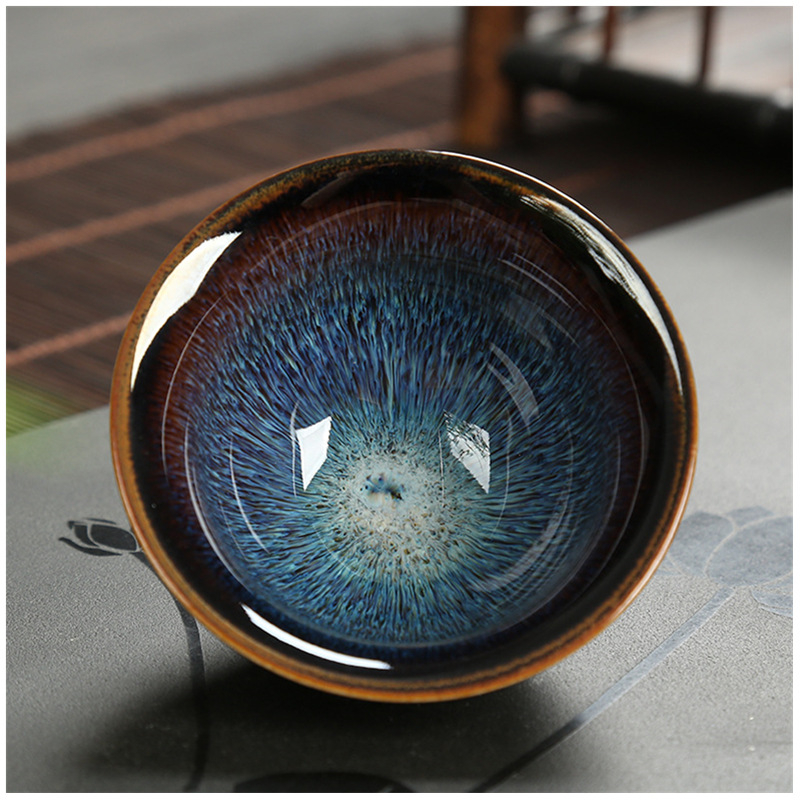 Ceașcă de ceai ceramică cu glazură Tianmu – ceramică glazurată în cuptor, ceașcă unică pentru degustare de ceai