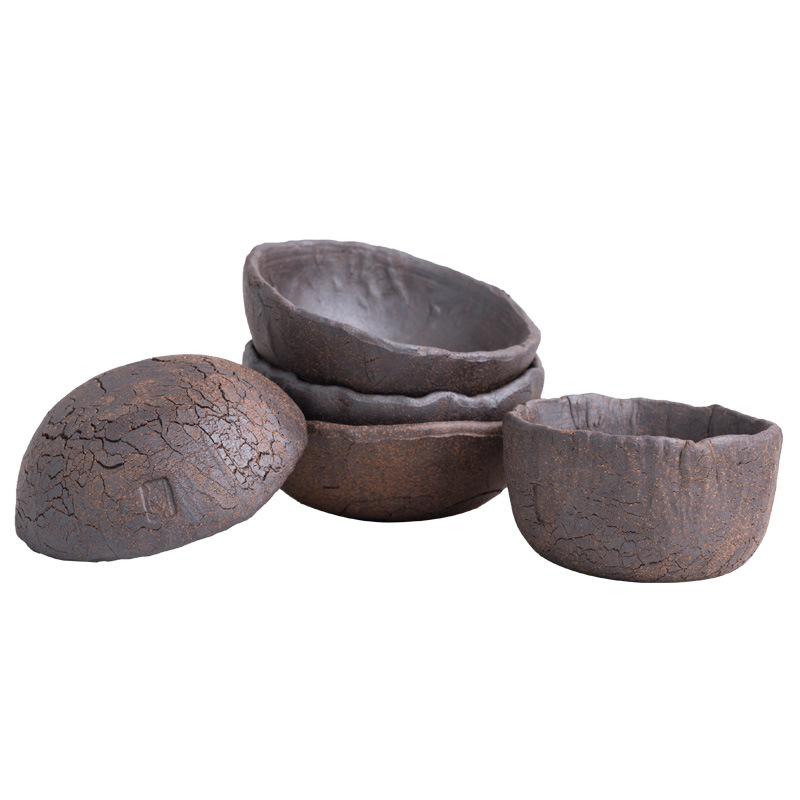 Ceșcuță de ceai din ceramică brută, lucrată manual, pentru uz casnic, dimensiune mare
