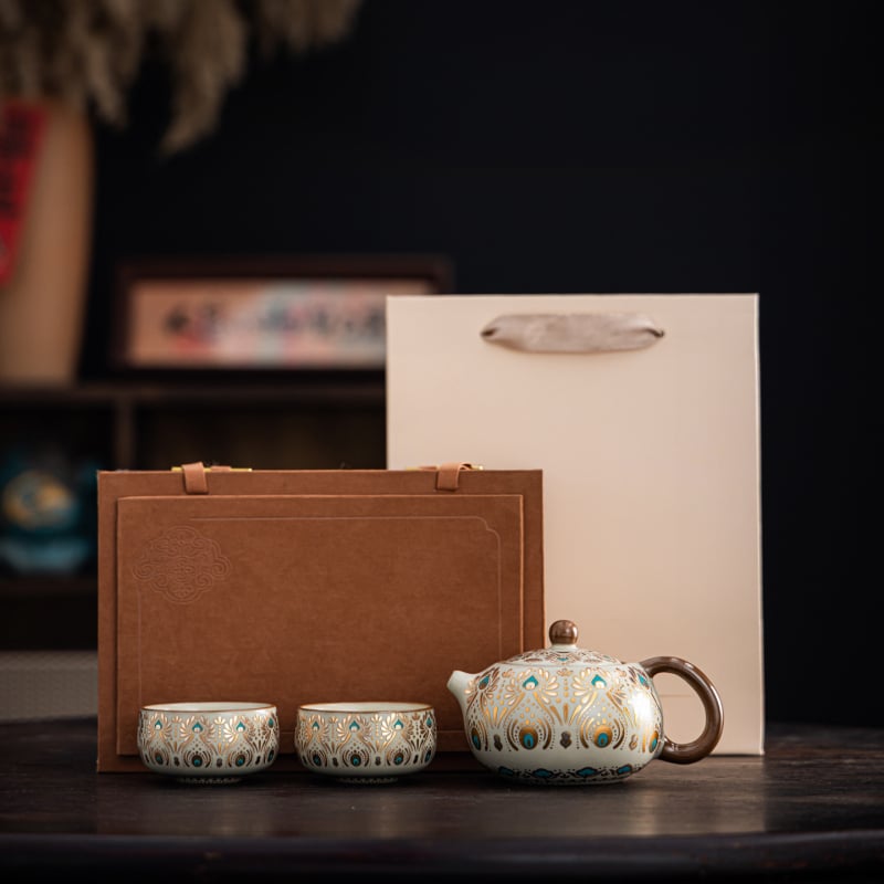 Set de ceainic Huangru Kiln Dunhuang Phoenix Feather Xishi