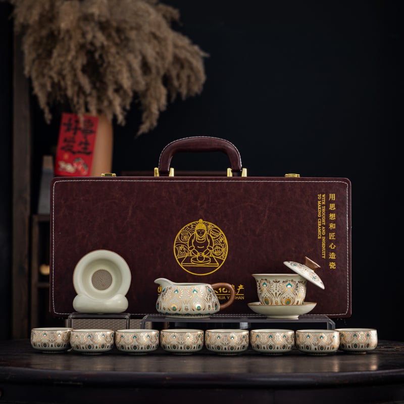 Set de ceainic Huangru Kiln Dunhuang Phoenix Feather Xishi