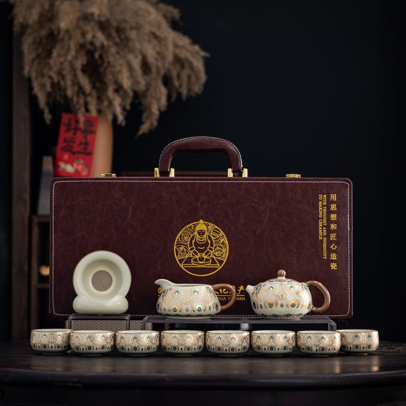 Set de ceainic Huangru Kiln Dunhuang Phoenix Feather Xishi