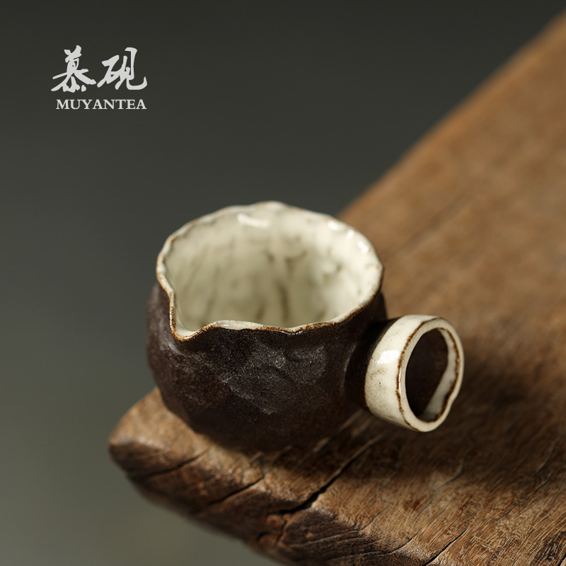 Set de ceai Gongfu din ceramică brută, ceașcă cu mâner lateral în stil japonez, set ceai vintage – cadou