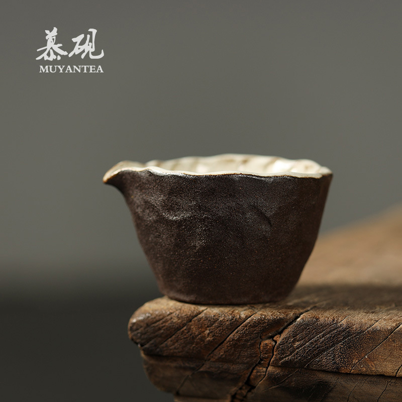 Set de ceai Gongfu din ceramică brută, ceașcă cu mâner lateral în stil japonez, set ceai vintage – cadou