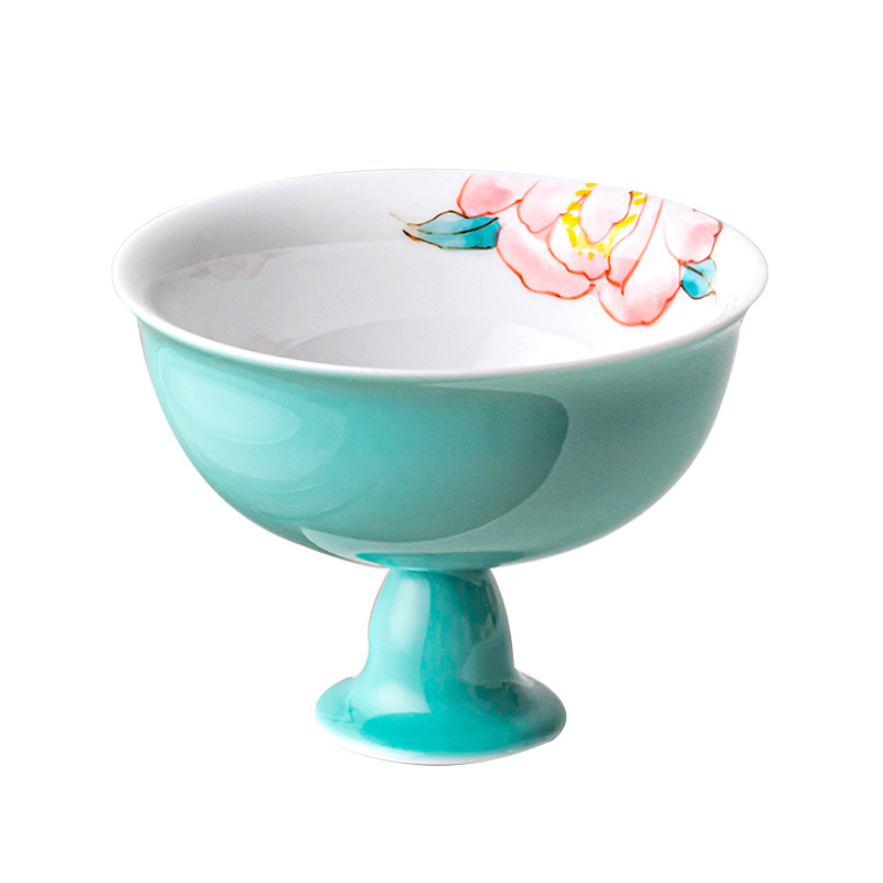 Ceașcă de ceai Gong Fu din porțelan, pictură manuală cu motiv fluture și floare, stil chinezesc retro, set de ceai pentru femei
