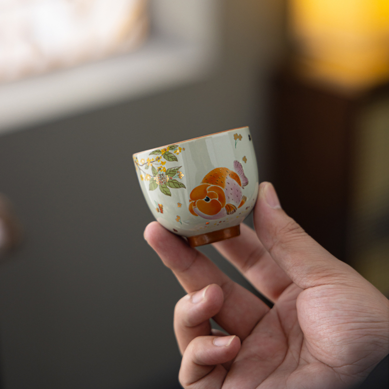 Ash Goldfish ceașcă de ceai, ceramică, pentru Gongfu ceai, ceașcă unică, în stilul Nou Chinezesc pentru salonul de ceai
