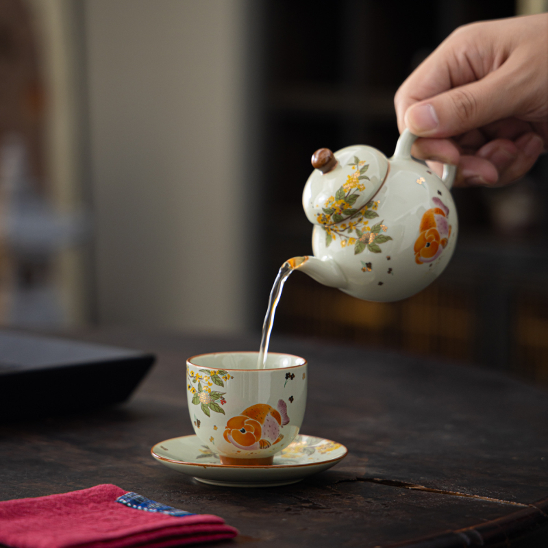 Ash Goldfish ceașcă de ceai, ceramică, pentru Gongfu ceai, ceașcă unică, în stilul Nou Chinezesc pentru salonul de ceai