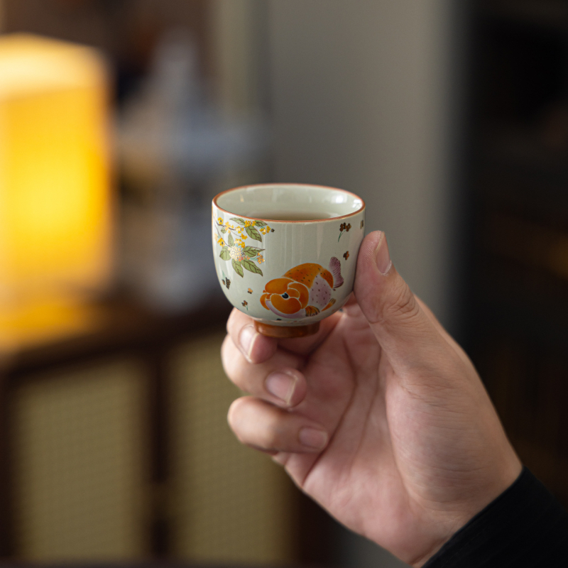 Ash Goldfish ceașcă de ceai, ceramică, pentru Gongfu ceai, ceașcă unică, în stilul Nou Chinezesc pentru salonul de ceai