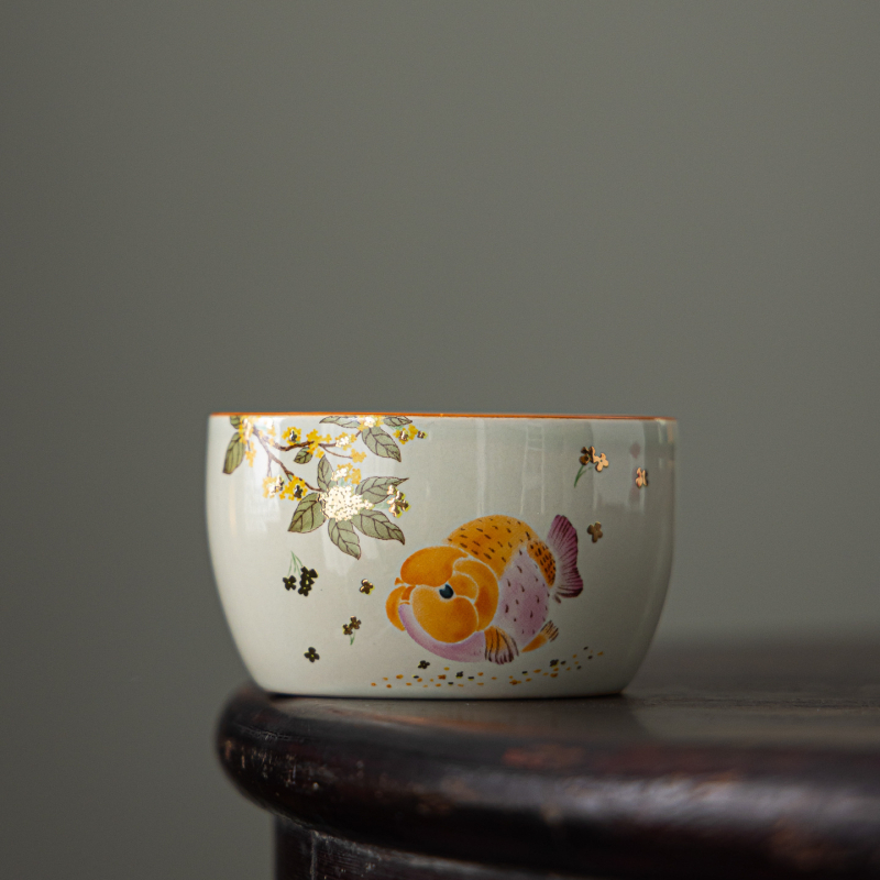 Ash Goldfish ceașcă de ceai, ceramică, pentru Gongfu ceai, ceașcă unică, în stilul Nou Chinezesc pentru salonul de ceai