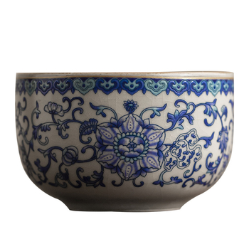 Ceașcă de ceai Ru Kiln albastru cu lotus, ceramică premium pentru uz personal