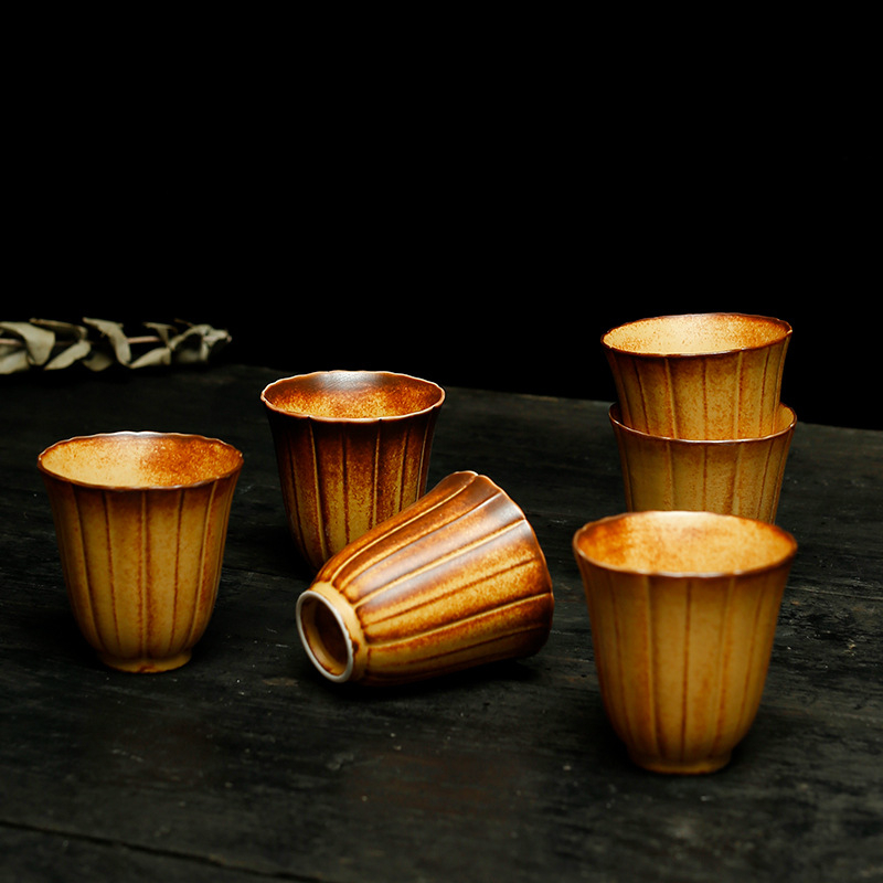 Ceașcă de ceai ceramică în stil retro pentru Gongfu, unică, arsă în cuptor, pentru birou și acasă, personalizabilă