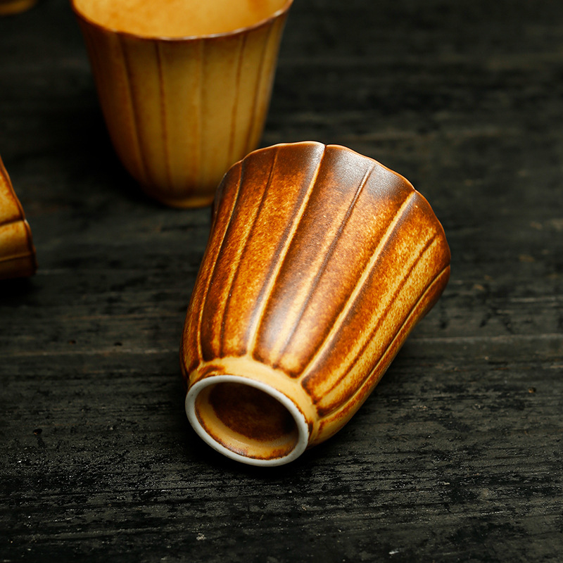 Ceașcă de ceai ceramică în stil retro pentru Gongfu, unică, arsă în cuptor, pentru birou și acasă, personalizabilă