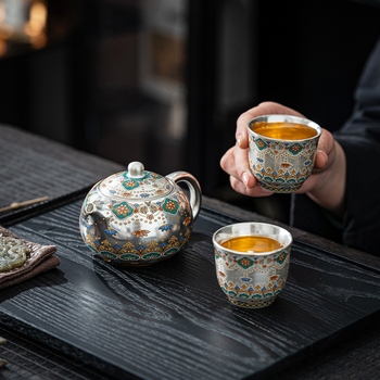 Ceașcă de ceai din porțelan Dunhuang cu argint placat, de înaltă calitate pentru uz personal, accesorii de ceai în stil chinezesc kung fu, ceașcă a maestrului
