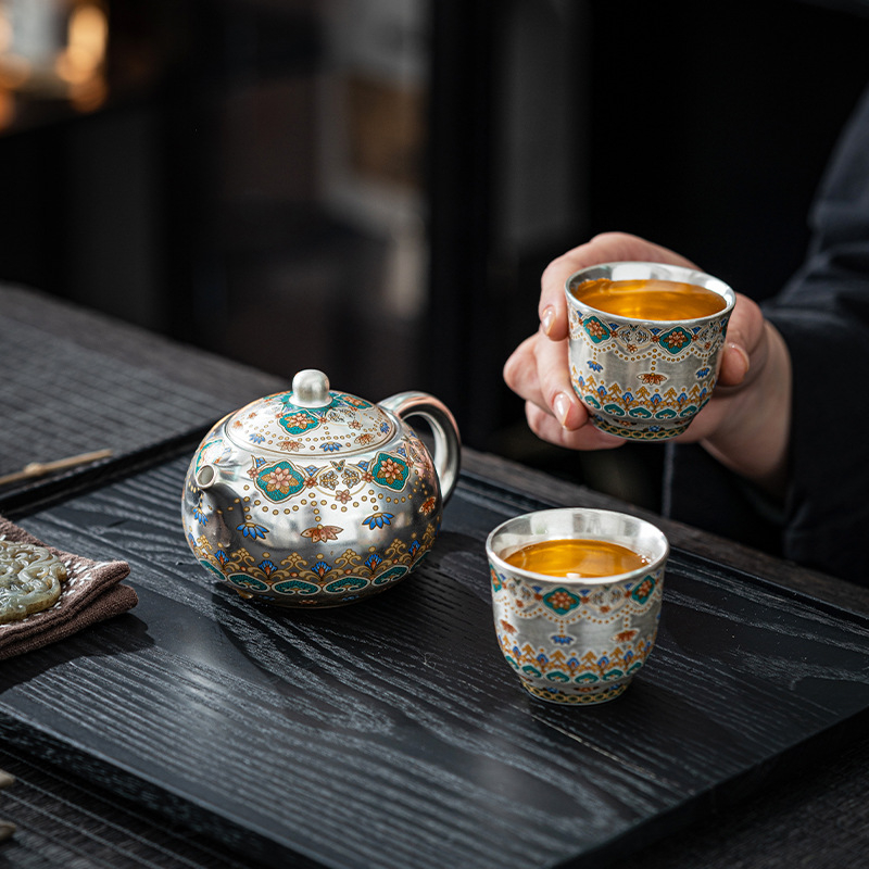 Ceașcă de ceai din porțelan Dunhuang cu argint placat, de înaltă calitate pentru uz personal, accesorii de ceai în stil chinezesc kung fu, ceașcă a maestrului