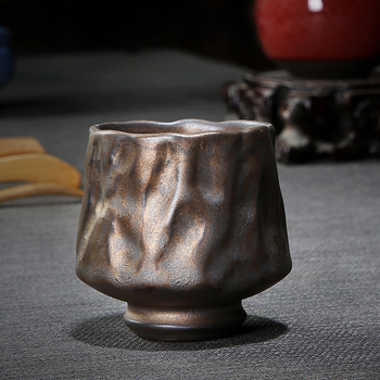 Ceșuță de ceai din ceramică, lucrată manual și arsă în cuptor, în stil Jian ware, ceramică rustică, pentru ceai Kung Fu, o singură ceașcă, lux ușor retro