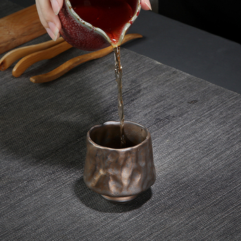 Ceșuță de ceai din ceramică, lucrată manual și arsă în cuptor, în stil Jian ware, ceramică rustică, pentru ceai Kung Fu, o singură ceașcă, lux ușor retro