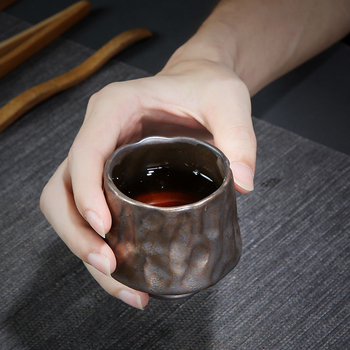 Ceșuță de ceai din ceramică, lucrată manual și arsă în cuptor, în stil Jian ware, ceramică rustică, pentru ceai Kung Fu, o singură ceașcă, lux ușor retro