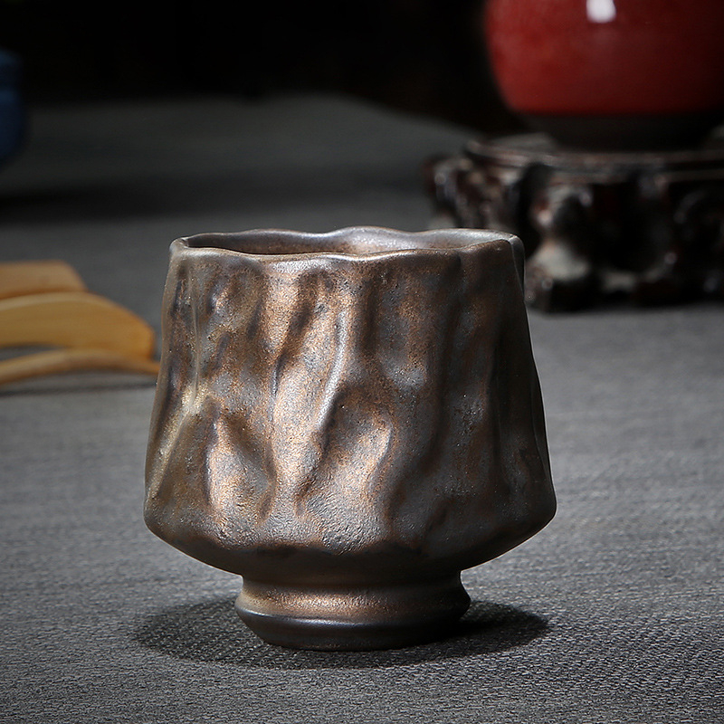 Ceșuță de ceai din ceramică, lucrată manual și arsă în cuptor, în stil Jian ware, ceramică rustică, pentru ceai Kung Fu, o singură ceașcă, lux ușor retro
