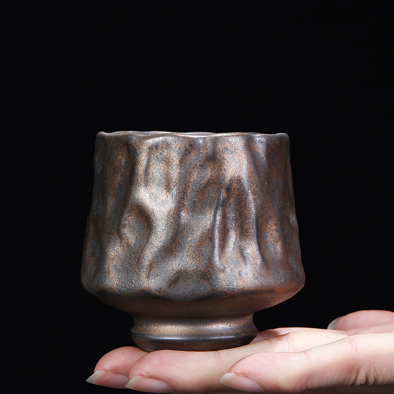 Ceșuță de ceai din ceramică, lucrată manual și arsă în cuptor, în stil Jian ware, ceramică rustică, pentru ceai Kung Fu, o singură ceașcă, lux ușor retro