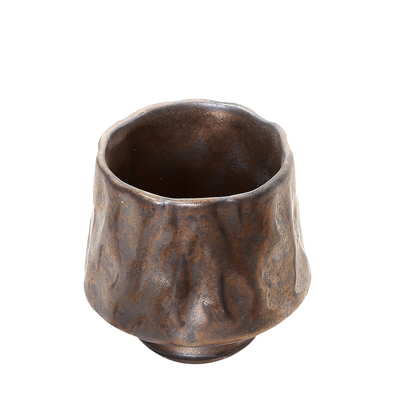 Ceșuță de ceai din ceramică, lucrată manual și arsă în cuptor, în stil Jian ware, ceramică rustică, pentru ceai Kung Fu, o singură ceașcă, lux ușor retro