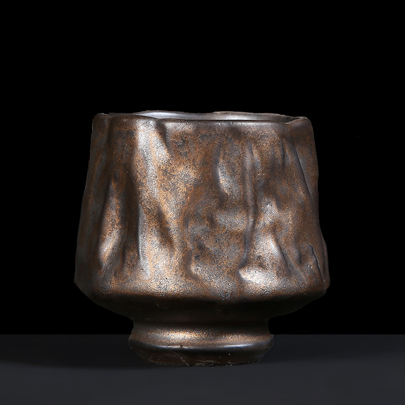 Ceșuță de ceai din ceramică, lucrată manual și arsă în cuptor, în stil Jian ware, ceramică rustică, pentru ceai Kung Fu, o singură ceașcă, lux ușor retro