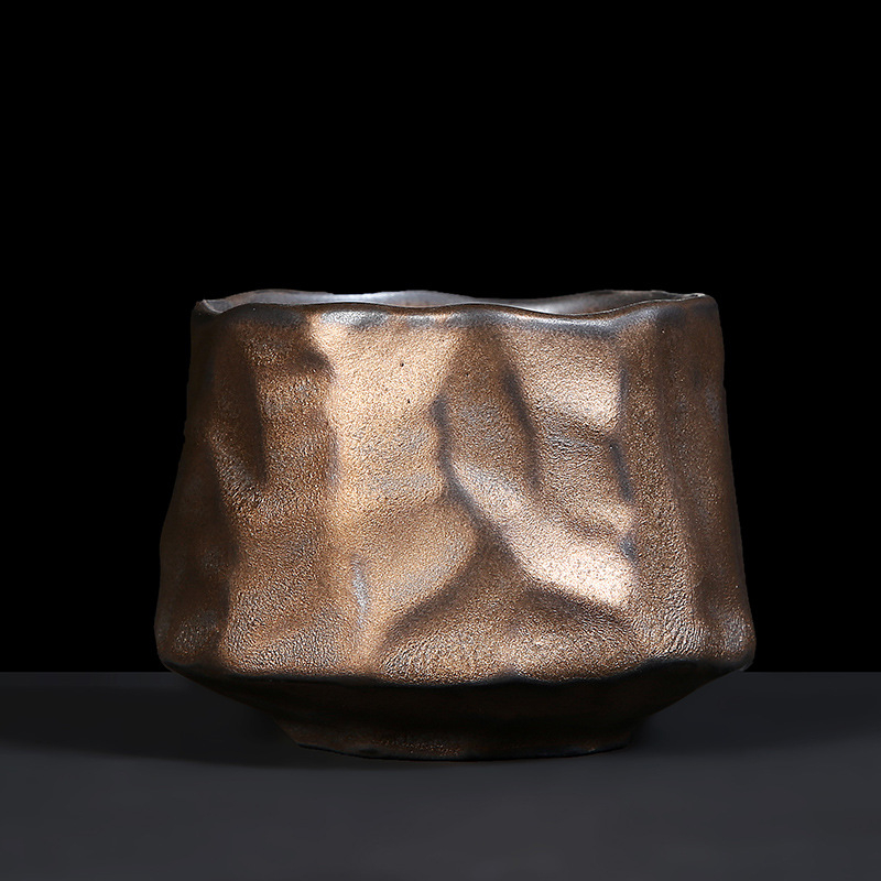 Ceșuță de ceai din ceramică, lucrată manual și arsă în cuptor, în stil Jian ware, ceramică rustică, pentru ceai Kung Fu, o singură ceașcă, lux ușor retro