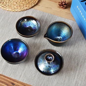Set ceramic de ceai în stil Jian cu ceașcă cu capac și ceașcă de distribuție echitabilă, ceașă a maeștrilor, ceașcă de degustare, o singură ceașcă