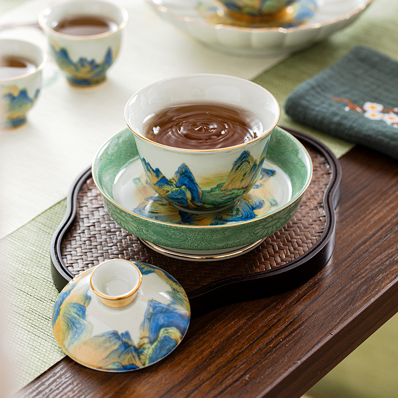 Set de ceai ceramic personalizat, ceainic și cești pentru uz casnic, stil Gongfu, lux discret, cadou pentru noua locuință