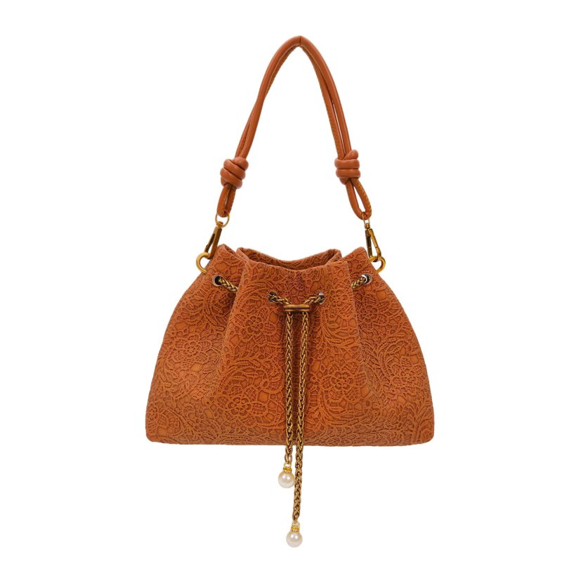 Torba preko ramena s lancem, bucket stil, 2026 novi model, kineskog stila, minimalistička s vezicom