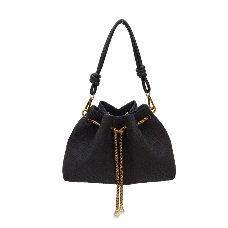 Torba preko ramena s lancem, bucket stil, 2026 novi model, kineskog stila, minimalistička s vezicom