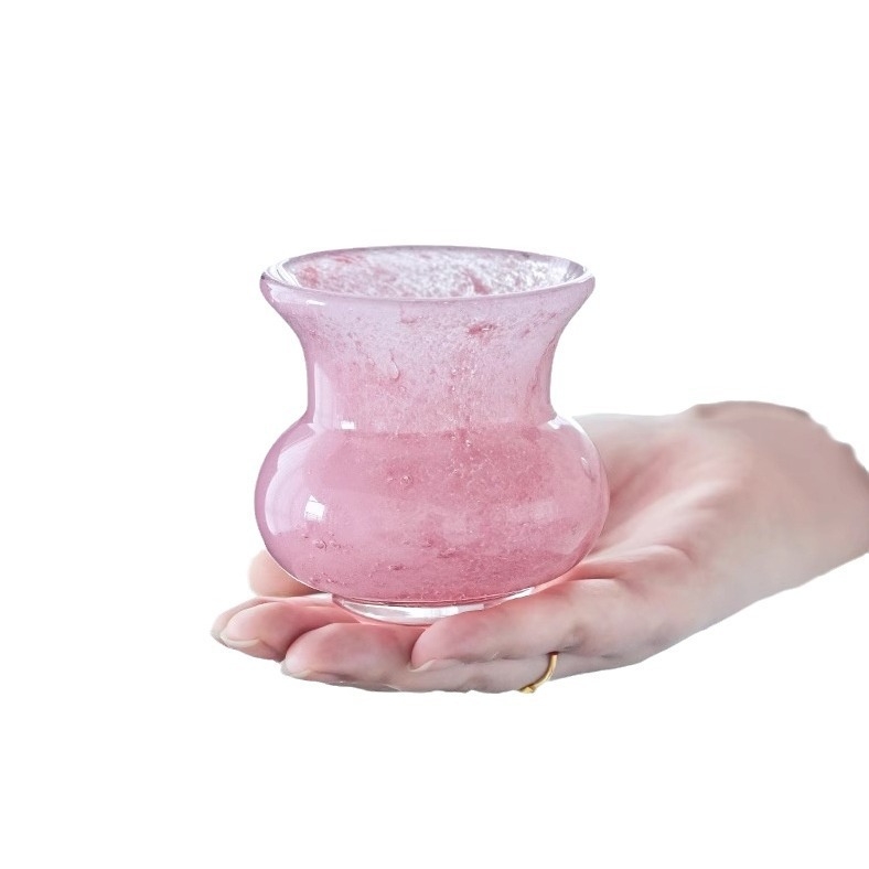 Set de ceai din sticlă cu glazură pastel – roz și alb, în stil chinezesc modern