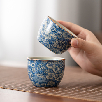 Ceașcă de ceai din porțelan Ru Kiln cu model floral, pentru uz casnic, ceașcă de degustare a ceaiului, de înaltă calitate
