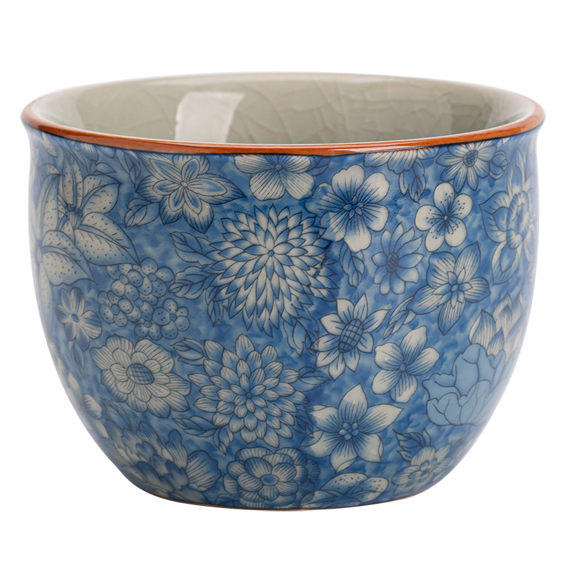 Ceașcă de ceai din porțelan Ru Kiln cu model floral, pentru uz casnic, ceașcă de degustare a ceaiului, de înaltă calitate