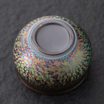 Ceșcuță de ceai colorată, bază din fier cu glazură la cuptor, ceramică placată cu aur, ceșcuță în formă de floare pentru aromă, mic bol de ceai