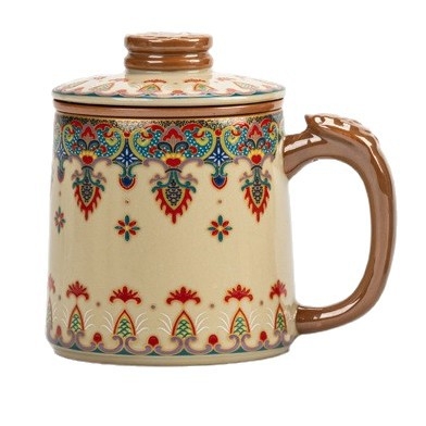 Ceașcă de ceai din porțelan, Ru Kiln, cu separare a apei, pentru casă sau birou, capacitate mare, cutie cadou
