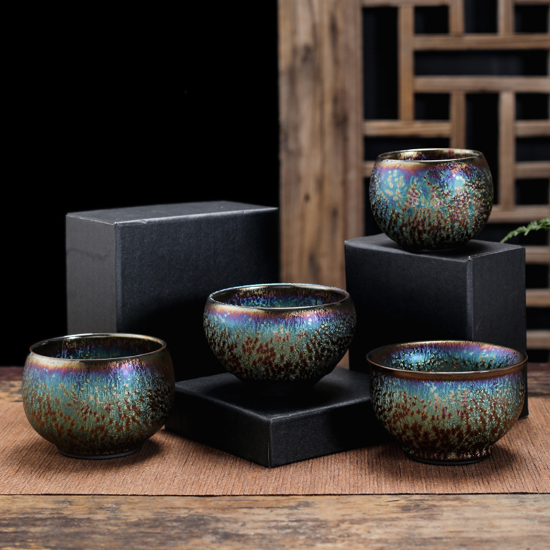 Masterpiece porculanska šalica za Kung Fu čajni set, visoko kvalitetna šalice za kušanje s Tianmu glazurom i paunovom glazurom
