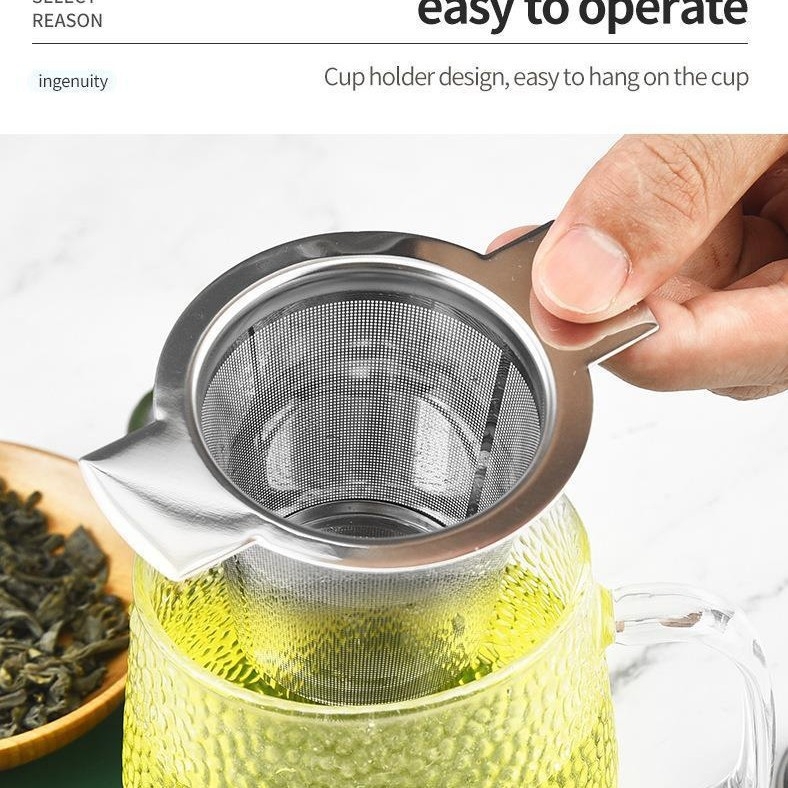 Filtru de ceai din oțel inoxidabil 304, infuzor de ceai, filtru pentru frunze de ceai cu capac din silicon, accesorii pentru setul de ceai