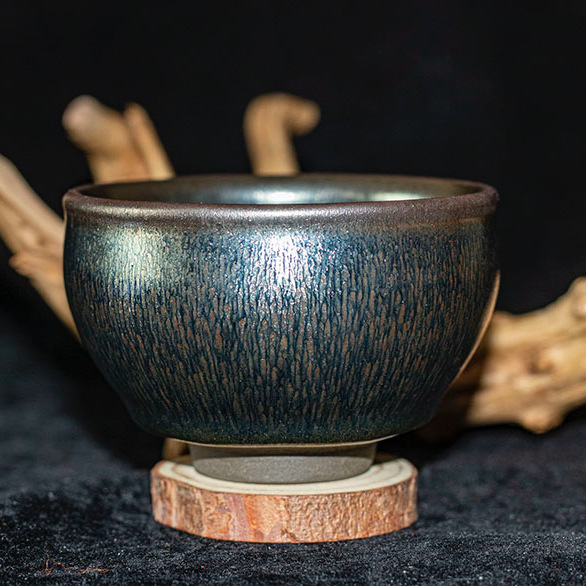 Jianyang Jian Zhan Yuanfeng Glazură Argintie General Cup, Cupă Douli, Farfurie fără picior, Ceainic-Maestru pentru degustare ceai cu minereu și glazură originale
