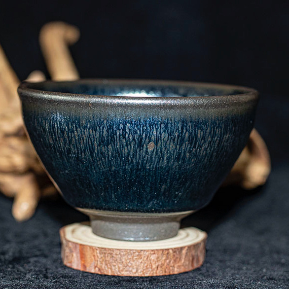Jianyang Jian Zhan Yuanfeng Glazură Argintie General Cup, Cupă Douli, Farfurie fără picior, Ceainic-Maestru pentru degustare ceai cu minereu și glazură originale