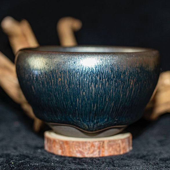 Jianyang Jian Zhan Yuanfeng Glazură Argintie General Cup, Cupă Douli, Farfurie fără picior, Ceainic-Maestru pentru degustare ceai cu minereu și glazură originale