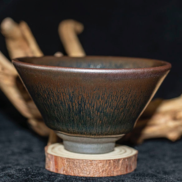 Jianyang Jian Zhan Yuanfeng Glazură Argintie General Cup, Cupă Douli, Farfurie fără picior, Ceainic-Maestru pentru degustare ceai cu minereu și glazură originale