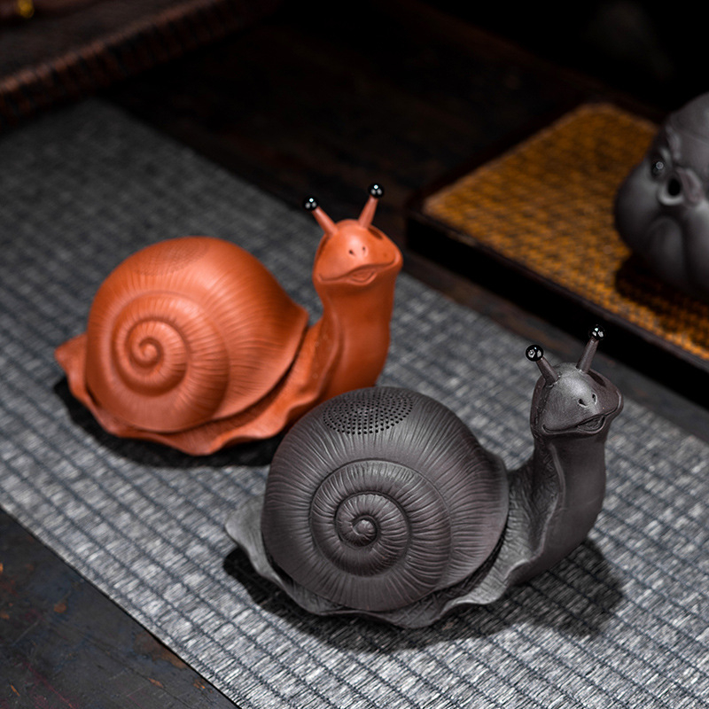 Ornament pentru ceai din lut mov cu melc și țestoasă — filtru ceramic pentru ceai, set Gongfu