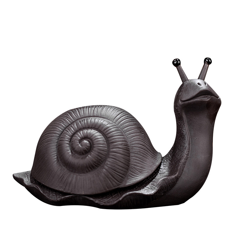 Ornament pentru ceai din lut mov cu melc și țestoasă — filtru ceramic pentru ceai, set Gongfu