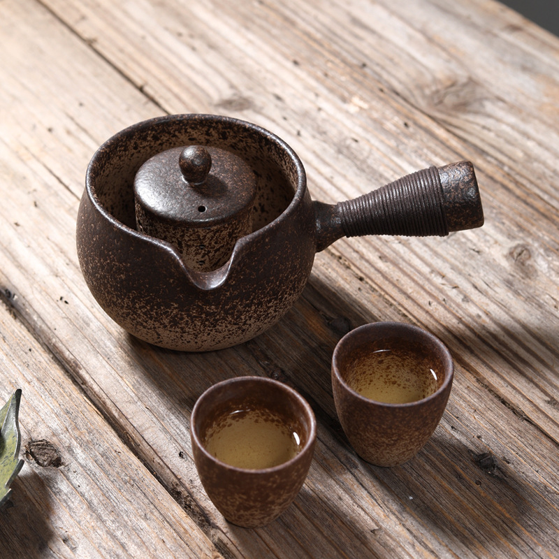 Set de ceai pentru plită: cești Jianzhan din lut purpuriu, ceramică rustică din lut, set ceramic mic
