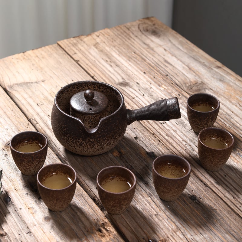 Set de ceai pentru plită: cești Jianzhan din lut purpuriu, ceramică rustică din lut, set ceramic mic