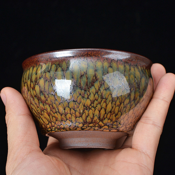 Ceașcă de ceai Jianyang Jianzhan, ceramică, multicoloră, 9,5 × 6 cm