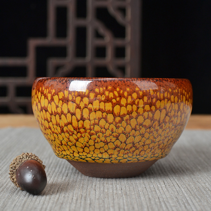 Ceașcă de ceai Jianyang Jianzhan, ceramică, multicoloră, 9,5 × 6 cm