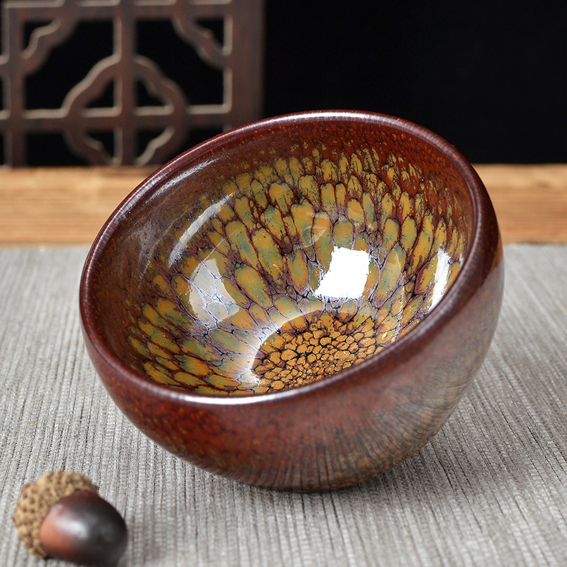 Ceașcă de ceai Jianyang Jianzhan, ceramică, multicoloră, 9,5 × 6 cm