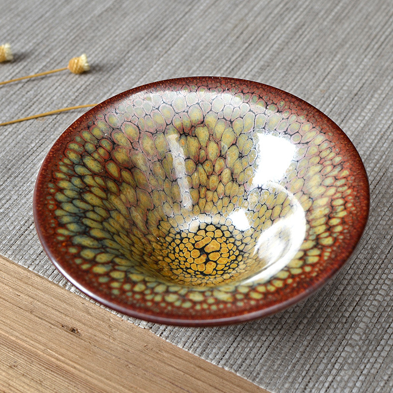 Ceașcă de ceai Jianyang Jianzhan, ceramică, multicoloră, 9,5 × 6 cm