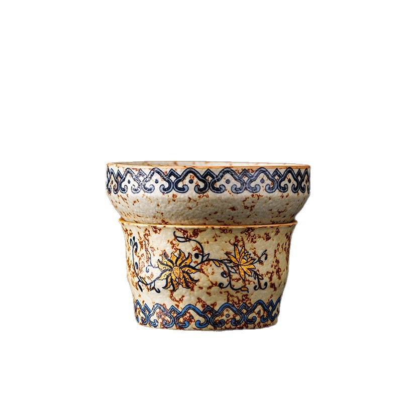 Filtru de ceai ceramic cu filtru încorporat și separator, pentru uz casnic, design inspirat de porțelan albastru-alb